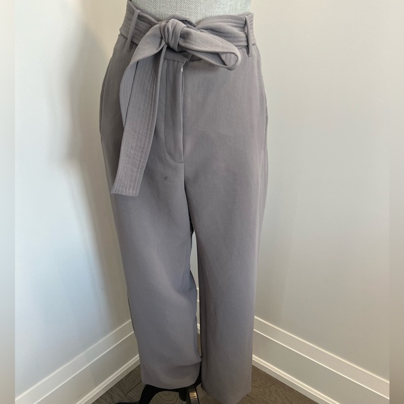 GREY WILFRED CROPPED TIE-FRONT PANTS (SIZE: 12) - Picture 1 of 4